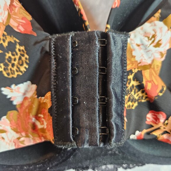 Torrid Curve Floral & Leopard Print Padded Underwire Bra 42DDD Black - Picture 5 of 13